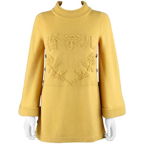 pale yellow chanel sweatshirt|Chanel cashmere sweaters.